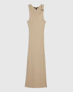 Petite Beige Knitted Maxi Dress