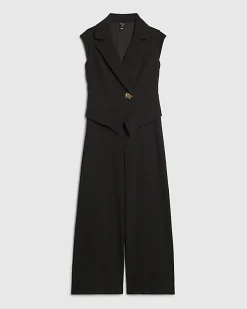 Petite Black Cap Sleeve Wide Leg Jumpsuit