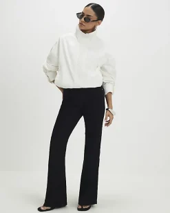 Petite Black High Rise Relaxed Flare Jeans