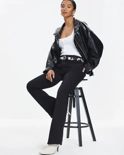 Petite Black Mid Rise Flared Jeans