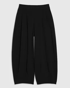 Petite Black Pleated Balloon Leg Trousers