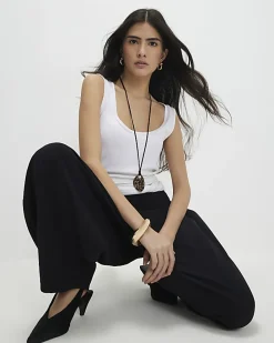 Petite Black Pleated Balloon Leg Trousers