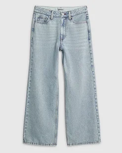 Petite Blue High Rise Relaxed Straight Jeans