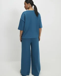 Petite Blue Premium Wide Leg Joggers