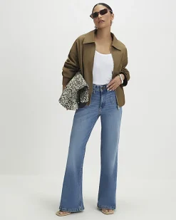 Petite Blue Relaxed Flare Jeans