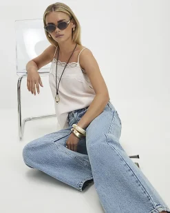 Petite Blue Relaxed Straight Leg Jeans