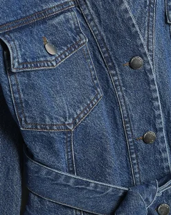 Petite Blue Tie front Denim Jacket
