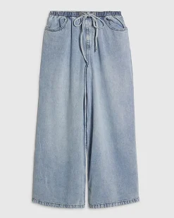 Petite Blue Wide Leg Pyjama Style Jeans