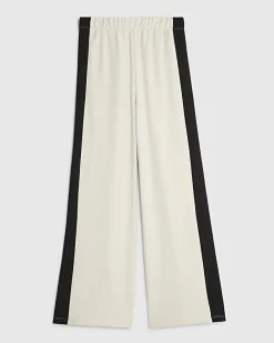 Petite Cream Colour Block Wide Leg Trousers