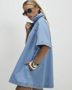 Petite Denim Button Through Dress