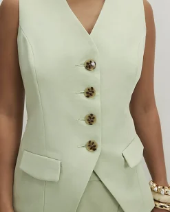 Petite Green Tie Detail Waistcoat