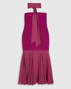 Petite Pink Scarf Bandeau Hybrid Midi Dress