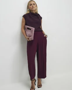 Petite Red Barrel Leg Trousers