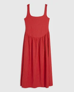 Petite Red Textured Midi Dress