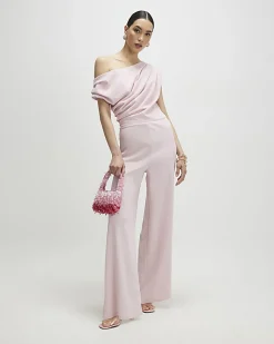 Pink Asymmetric Drape Jumpsuit