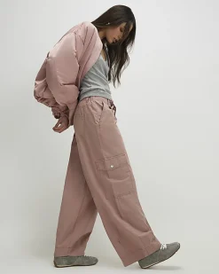 Pink Barrel Leg Cargo Trousers