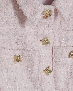 Pink Boucle Collared Sleeveless Waistcoat