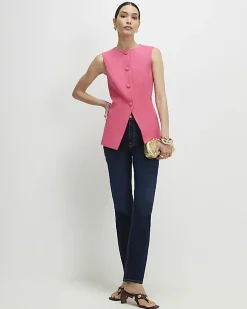 Pink Button Detail Waistcoat