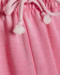 Pink Cotton Blend Burnout Cuffed Joggers