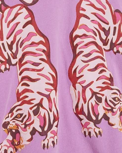 Pink Cotton Tiger Print T-Shirt