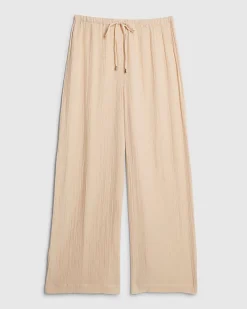 Pink Crinkle Drawstring Wide Leg Trousers