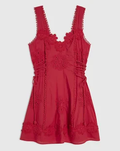 Pink Crochet Embroidered Mini Dress