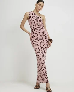 Pink Devore Maxi Skirt