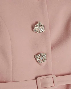 Pink Diamante Button Jumpsuit