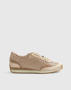Pink Embellished Woven Trainers