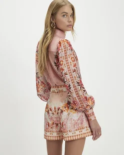 Pink Floral Belted Shorts