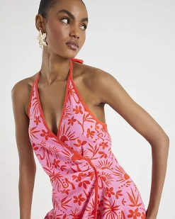 Pink Floral Print Sleeveless Playsuit