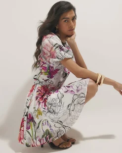 Pink Floral Puff Sleeve Mini Dress