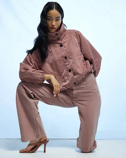 Pink High Waisted Relaxed Straight Jeans