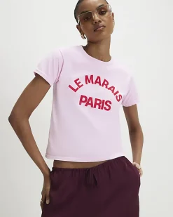 Pink Le Marais Slogan T-shirt