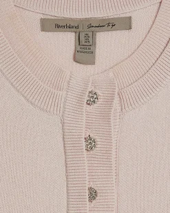 Pink Linen Blend Double Layer Knitted Vest