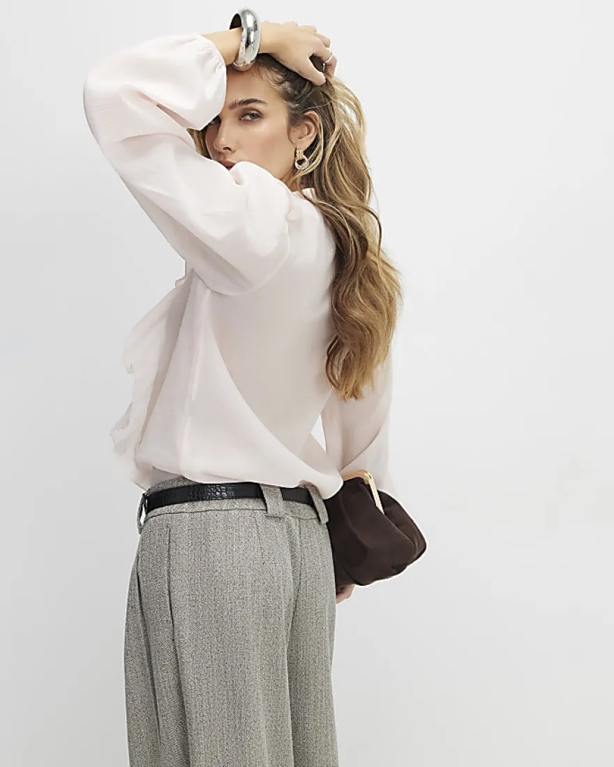 Pink Long Sleeve Frilled Shirt