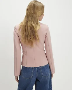 Pink Long Sleeve Pleated Jacket