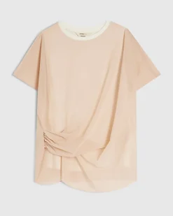 Pink Mesh Twisted Drape Top
