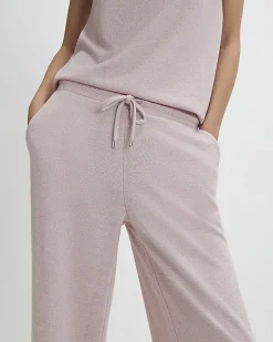 Pink Metallic Drawstring Wide Leg Trousers