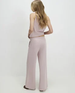 Pink Metallic Drawstring Wide Leg Trousers