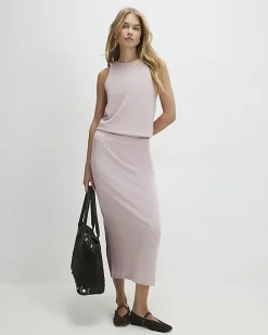 Pink Metallic Midi Skirt