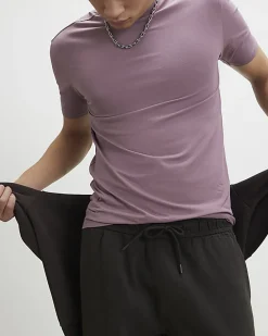 Pink Muscle Fit Lightweight Stretch T-Shirt