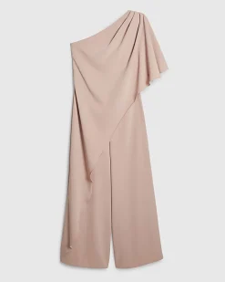 Pink One Shoulder Overlay Jumpsuit