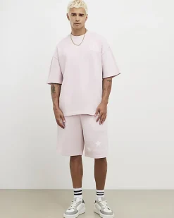 Pink Oversized Fit Lisiere Washed Shorts