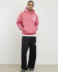 Pink Oversized Fit Members Club Crest Hoodie