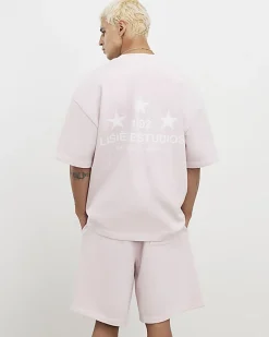 Pink Oversized Fit Midweight T-shirt