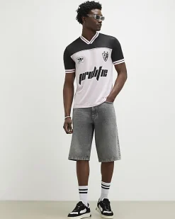 Pink Oversized Fit Prolific Football Polo Top
