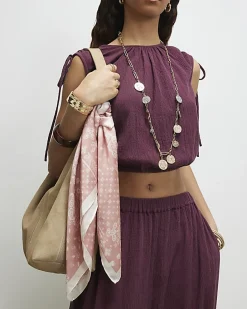 Pink Paisley Print Neck Scarf