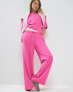 Pink Premium Drawstring Wide Leg Joggers