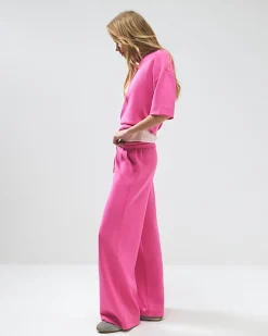 Pink Premium Drawstring Wide Leg Joggers